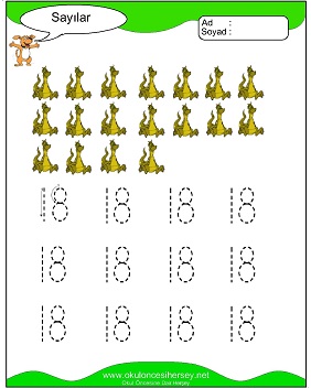okul öncesi 1 sayısı çizgi çalışması